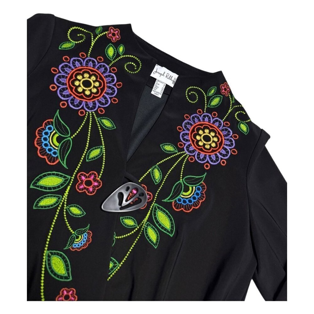 JOSEPH RIBKOFF Vintage Retro Casual Floral Flowers Blouse Jacket Womens Size 8 - Picture 3 of 4